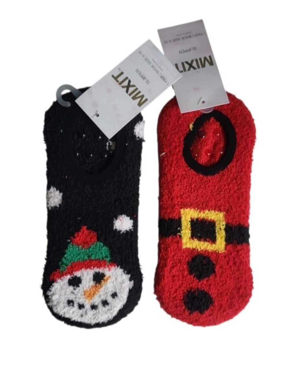 NEW Mixit Women's Snowman and Santa Suit Slipper Socks - Shoe Size 4-10